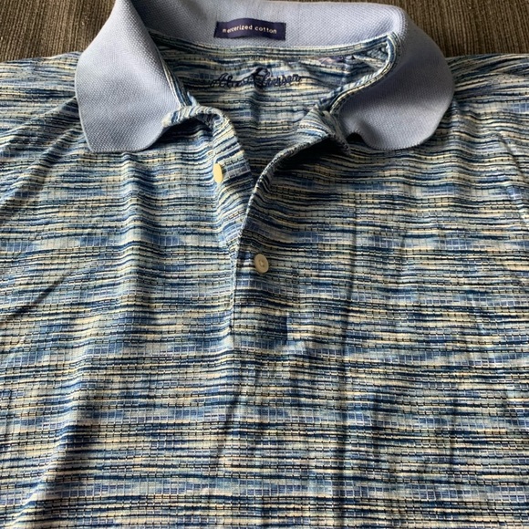 Robert Graham Mercerised Cotton Polo Shirt Heater Blue - Picture 5 of 10